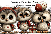 Whimsical Easter Owl Clipart, an Illustration by Dream Creation (Thumbnail 1 of 6)
