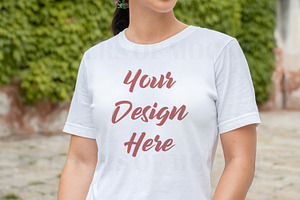 Bella Modeled White Tshirt Mockup