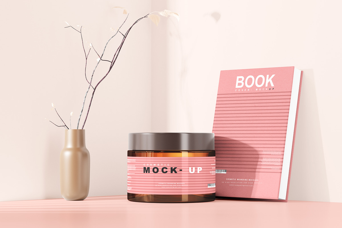 Amber Glass Cosmetic Jar Mockups, a Cups & Container Mockup by pmvch (Photo 20 of 26)