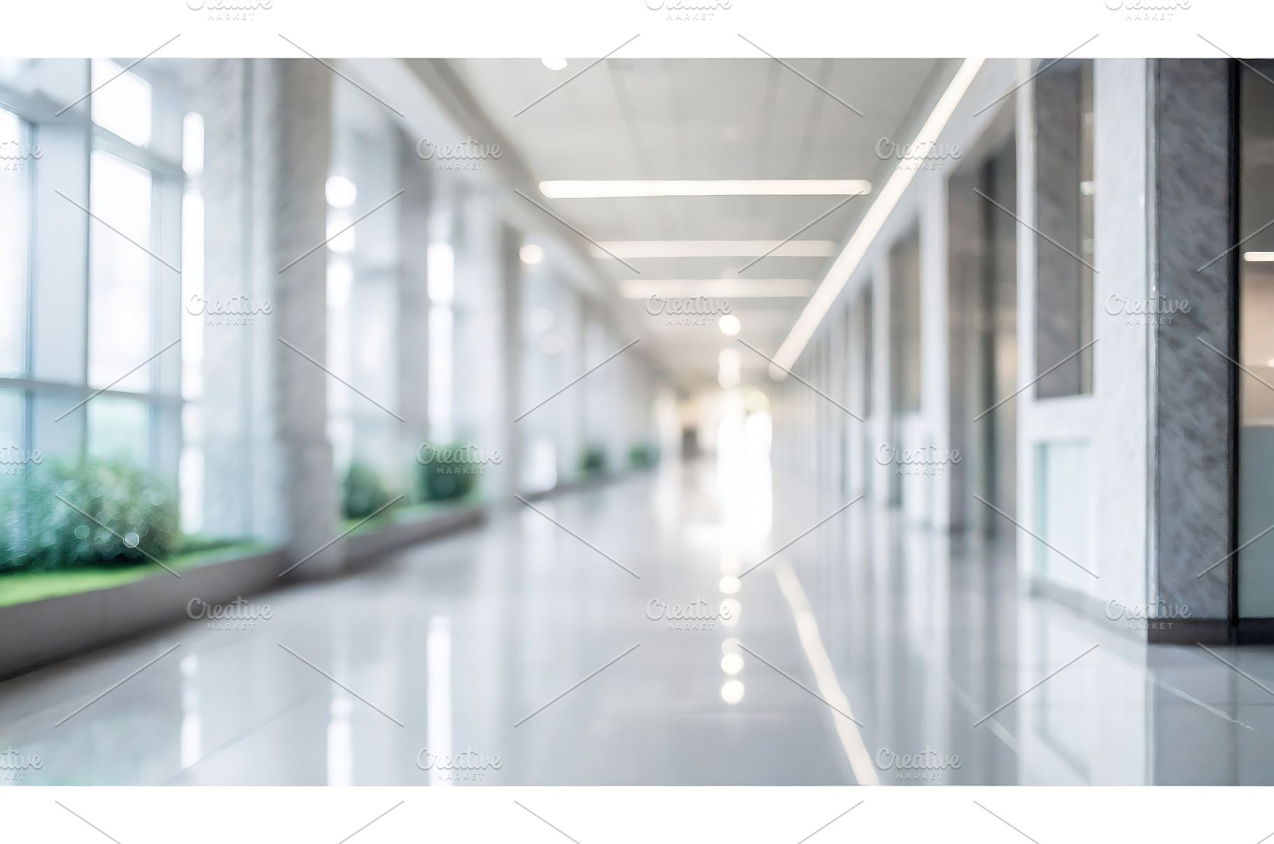A bright, modern hallway with large, an Architecture Photo by Igor Tichonow