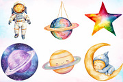 Watercolor Space Nursery Clipart PNG, a Seasonal Illustration by Canvas Craft (Thumbnail 3 of 3)