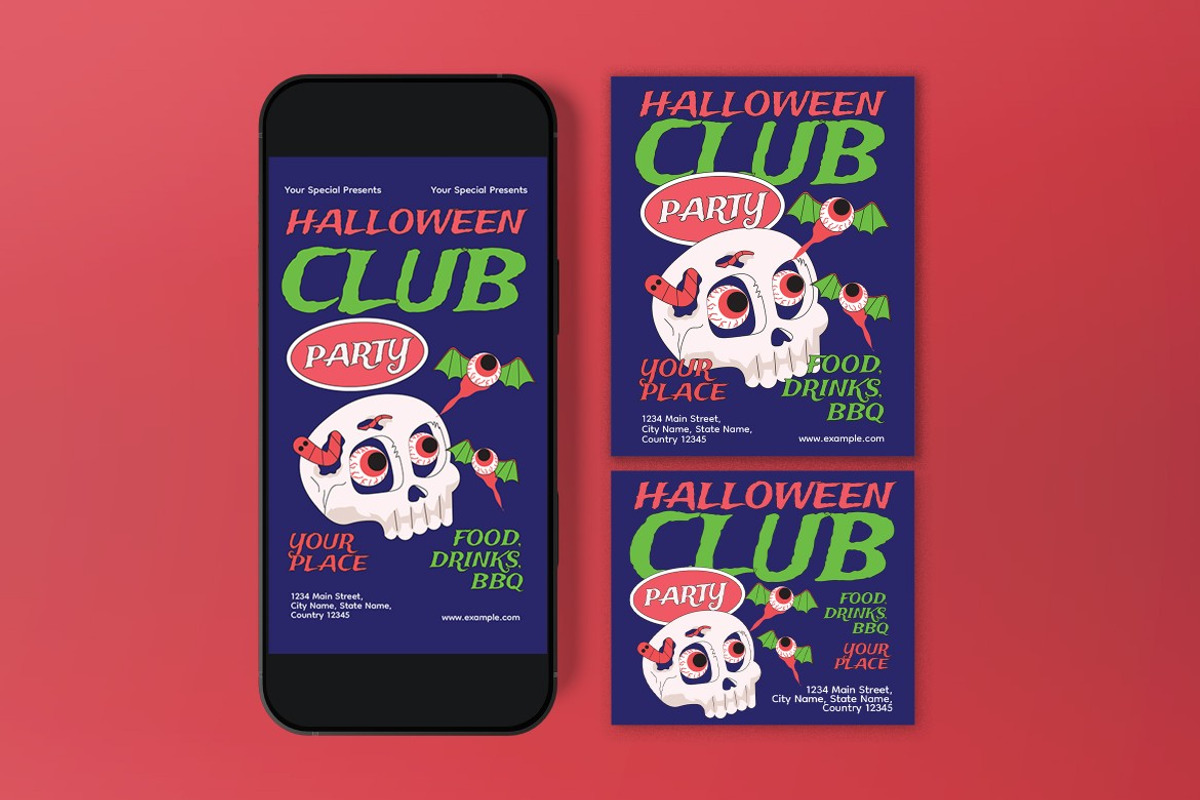 Halloween Club Party Flyer, a Flyer Template by graphicook (Photo 3 of 3)