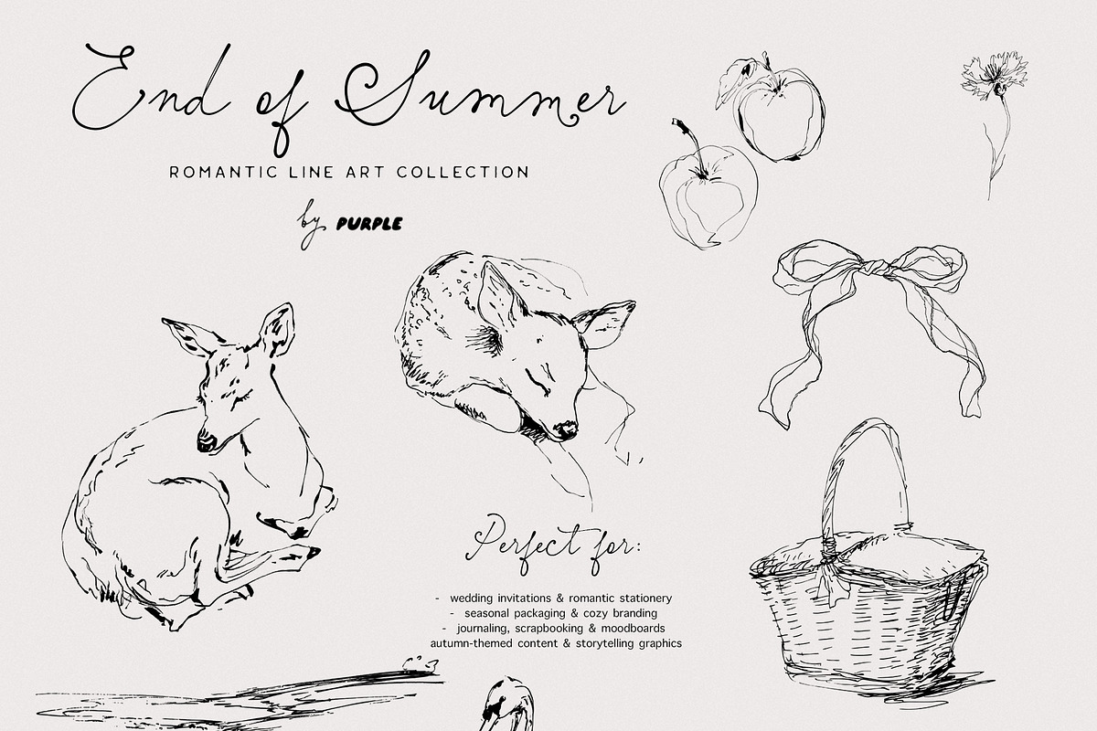 End of Summer: Line Art Collection, a Decorative Illustration by Purple (Photo 3 of 12)