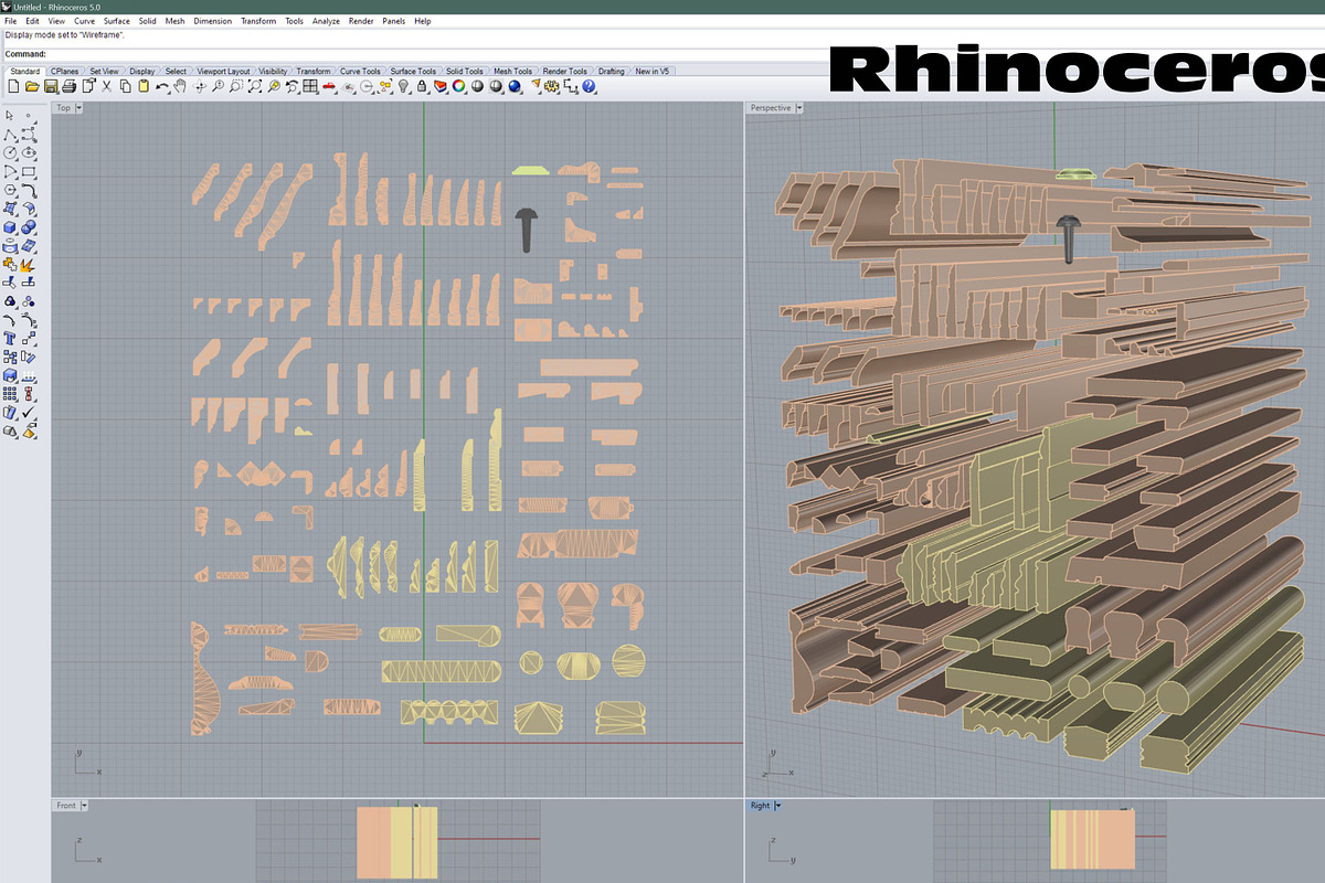 Molding Kitbash V1 - 128 Profile Set, an Architecture 3D Model by RoHo Productions (Photo 16 of 28)