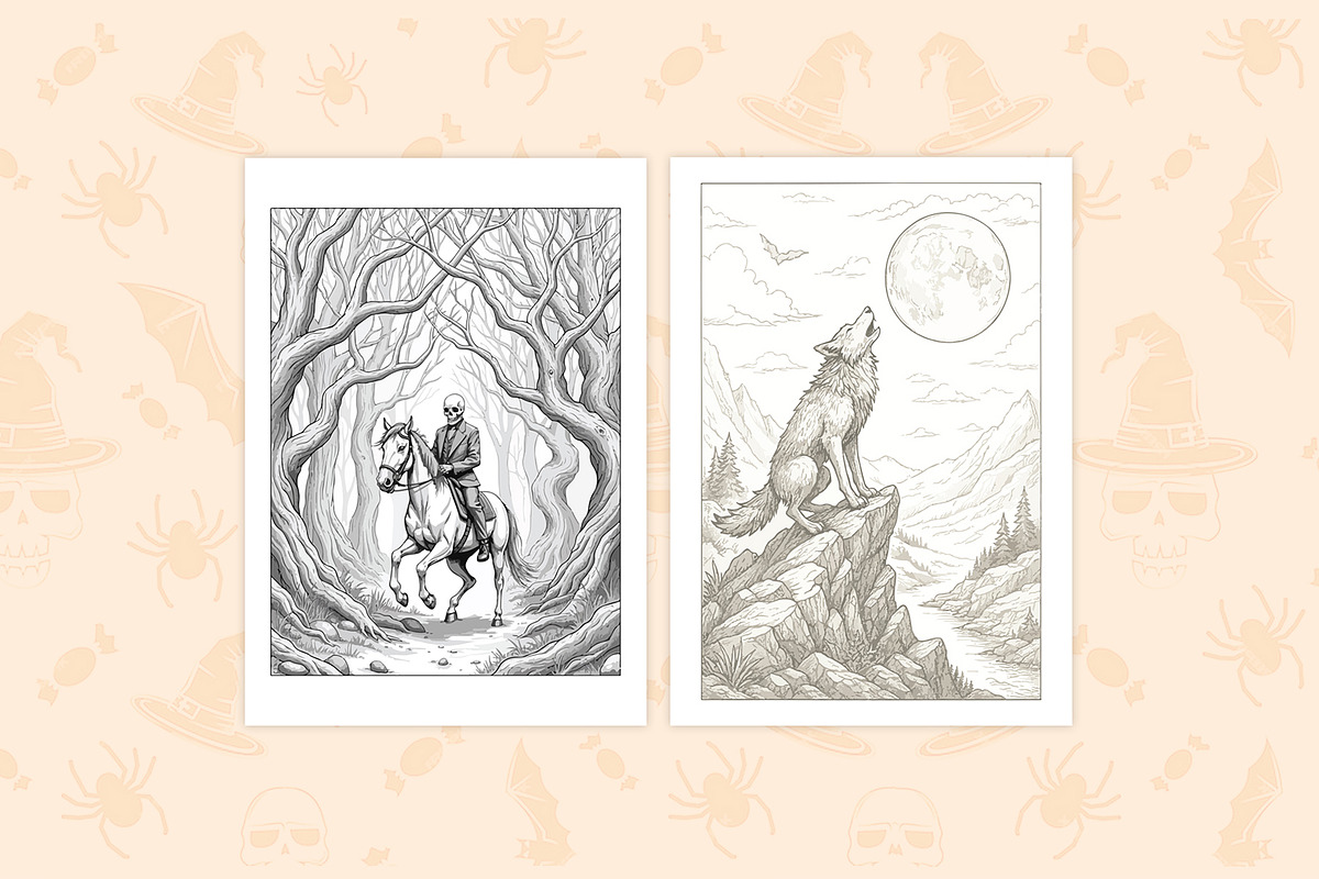 Halloween Coloring Page, an Illustration by DesignDevisers (Photo 4 of 5)