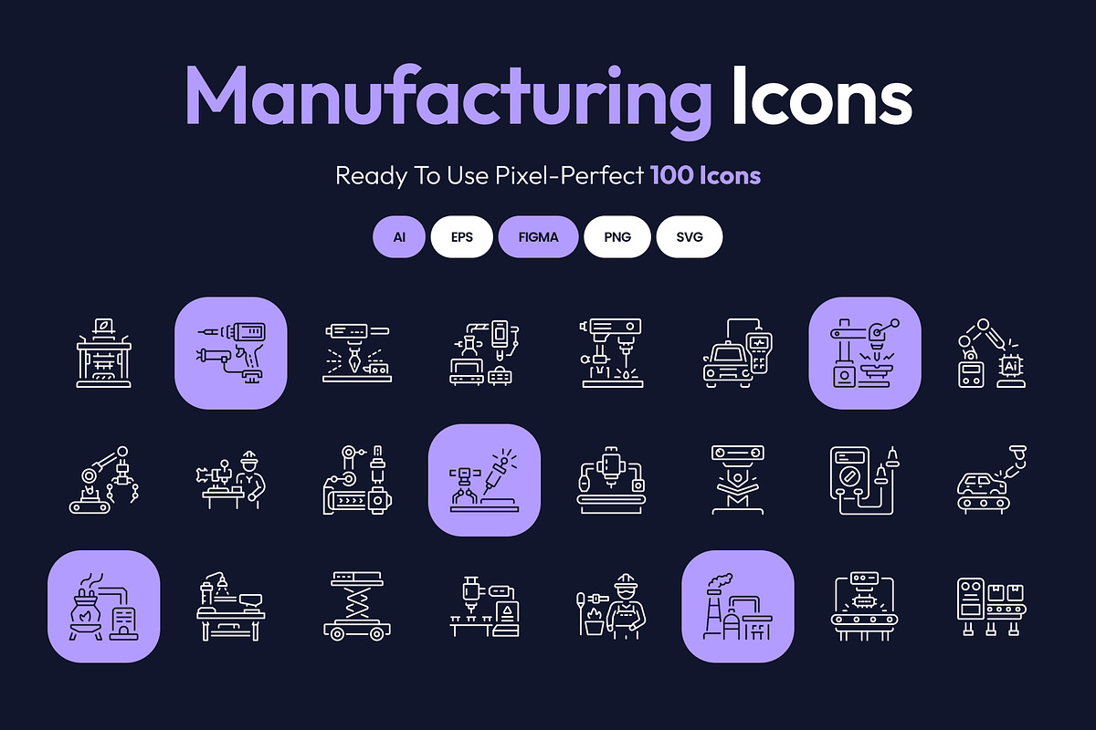 Manufacturing Icon Art Set, an Outline Icon by Prosymbols (Photo 1 of 8)