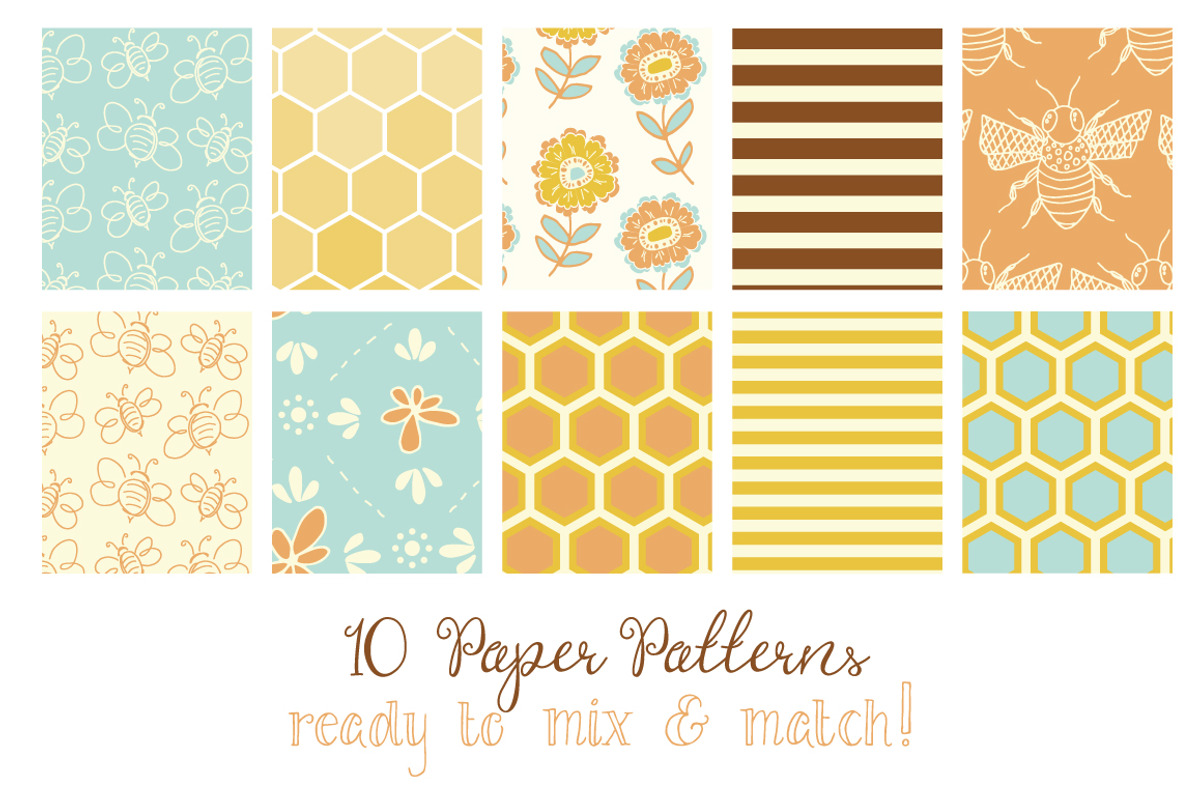 Honey Bee - Seamless Pattern Papers preview 2
