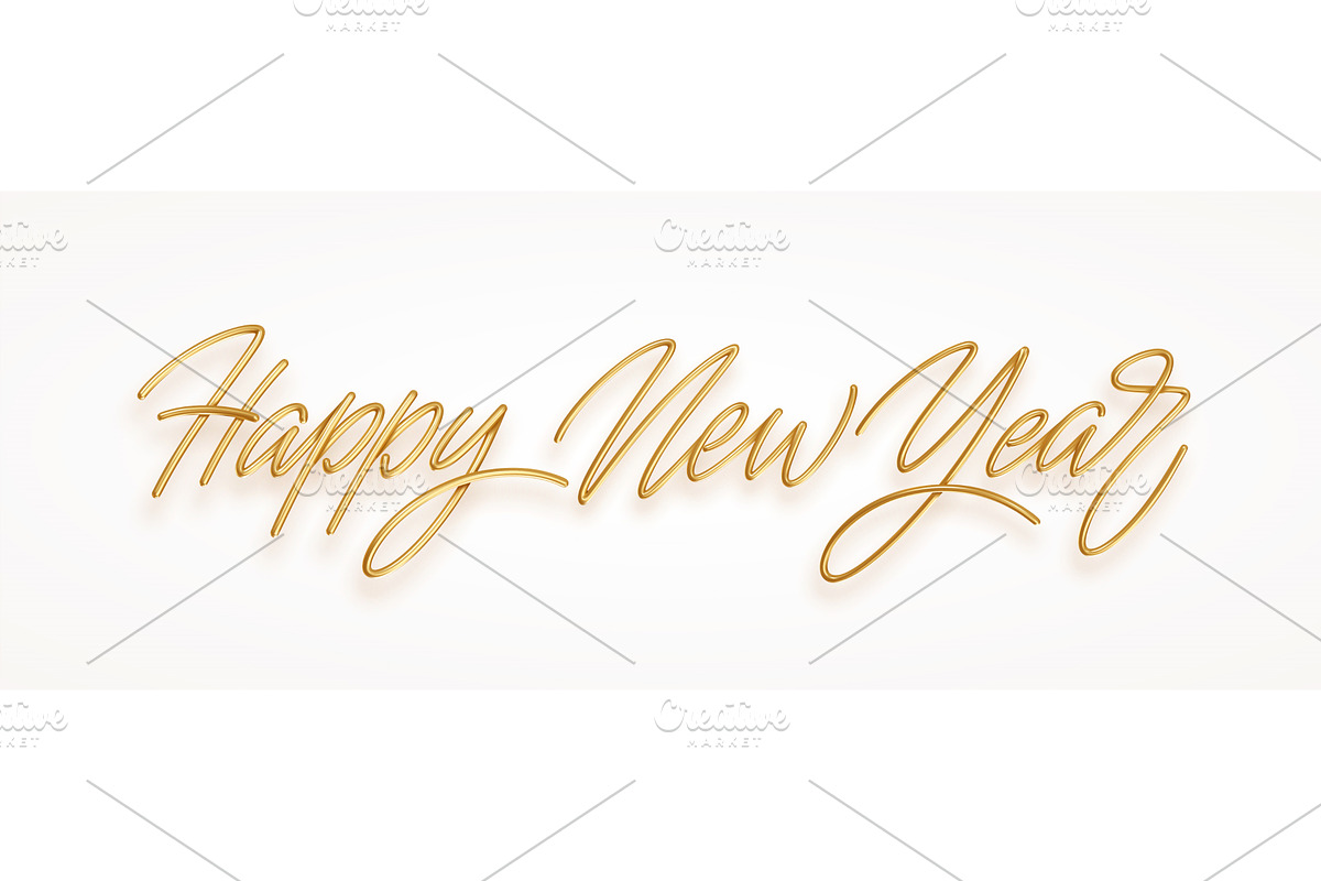 Happy New Year golden realistic 3d, an Object Graphic by Vik_Y  Vector&Design
