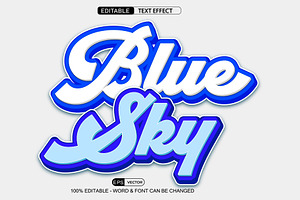 Blue Sky Vector 3d Editable Text