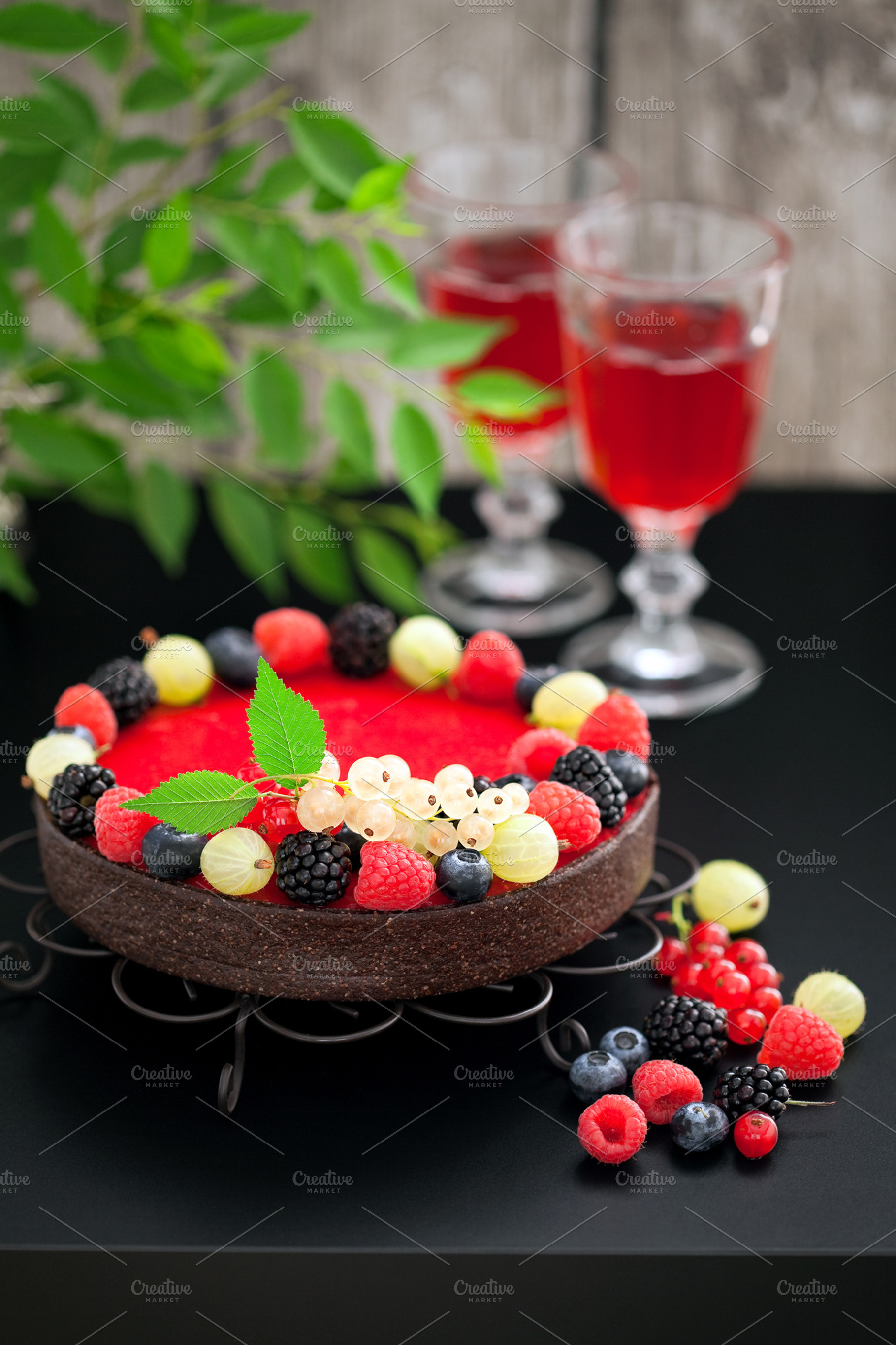 Chocolate Raspberry Tart Stock Photo Containing Baking And Berry