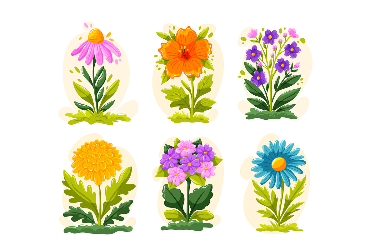 Cozy Flowers Vector Set, an Object Illustration by Thkatefox (Photo 1 of 4)