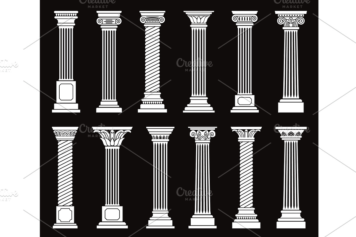 Antique columns silhouettes. Ancient, an Object Illustration by YummyBuum