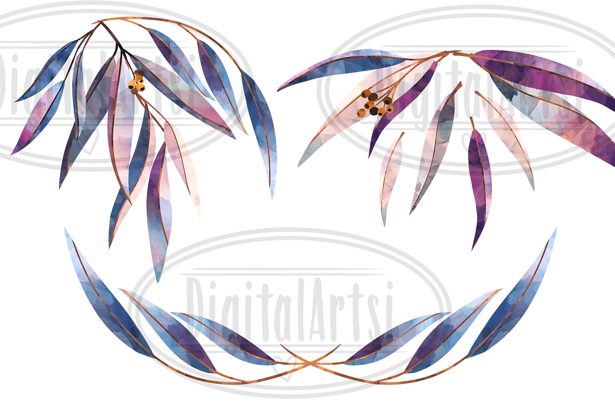 Watercolor Eucalyptus Clipart, an Illustration by DigitalArtsi (Photo 4 of 4)