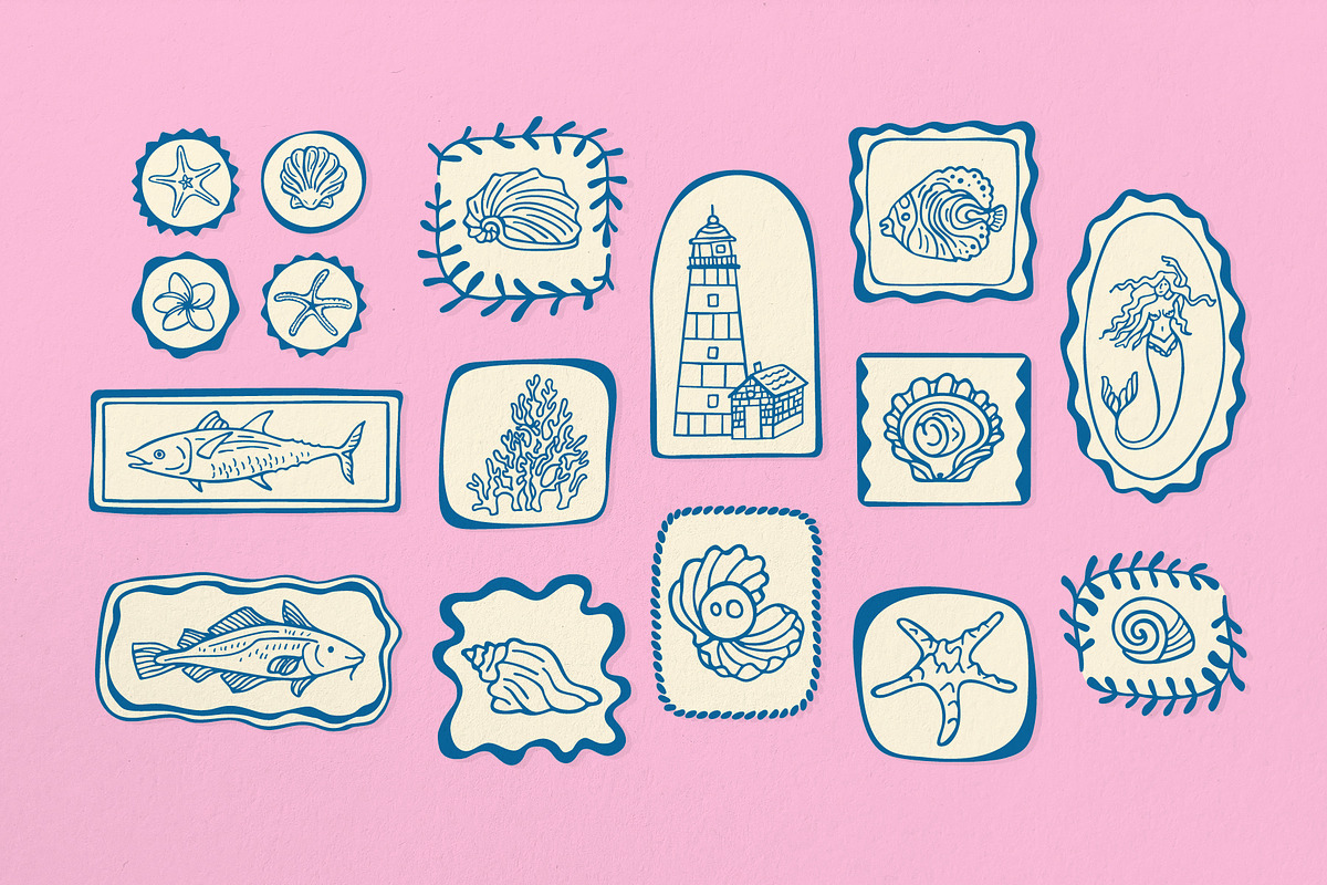 Marine Vector Art Set 120 Sea Life, a Decorative Illustration by Neliakott ♥ (Photo 6 of 12)