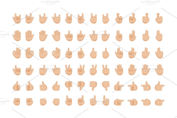 Human Hands Gestures Icons Set