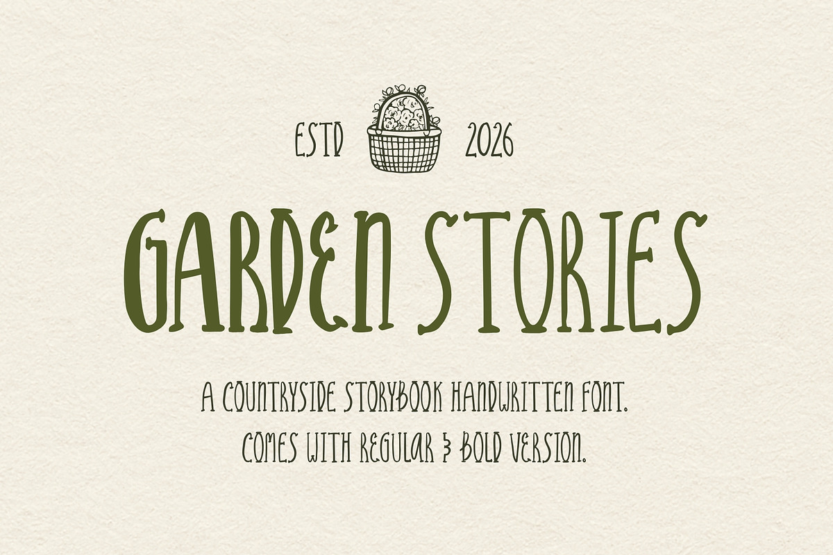 Garden Stories Cozy Storybook Font, a Handwritten Font by Sloulyfe (Photo 1 of 9)