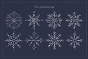Snowflakes - line art illustrations, an Illustration by Anna.Klets (Thumbnail 3 of 10)