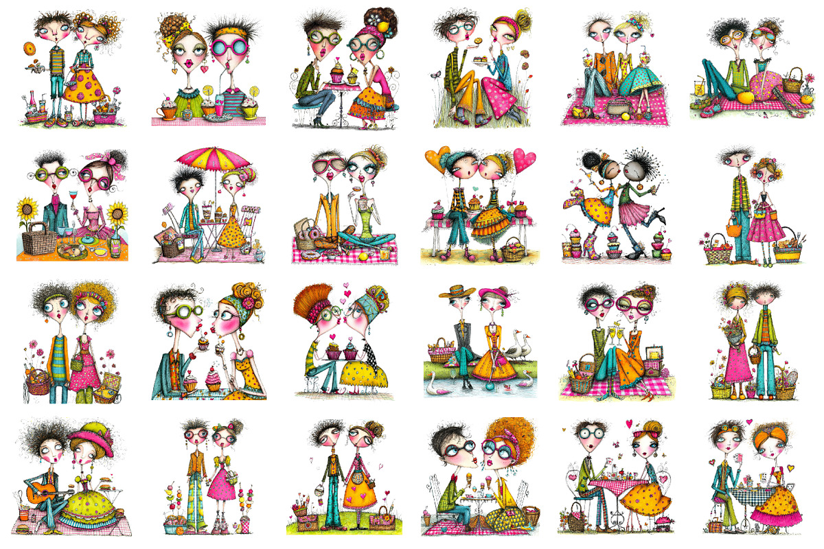 Quirky Couple Picnic Party Clipart, an Illustration by designcity5 (Photo 2 of 5)