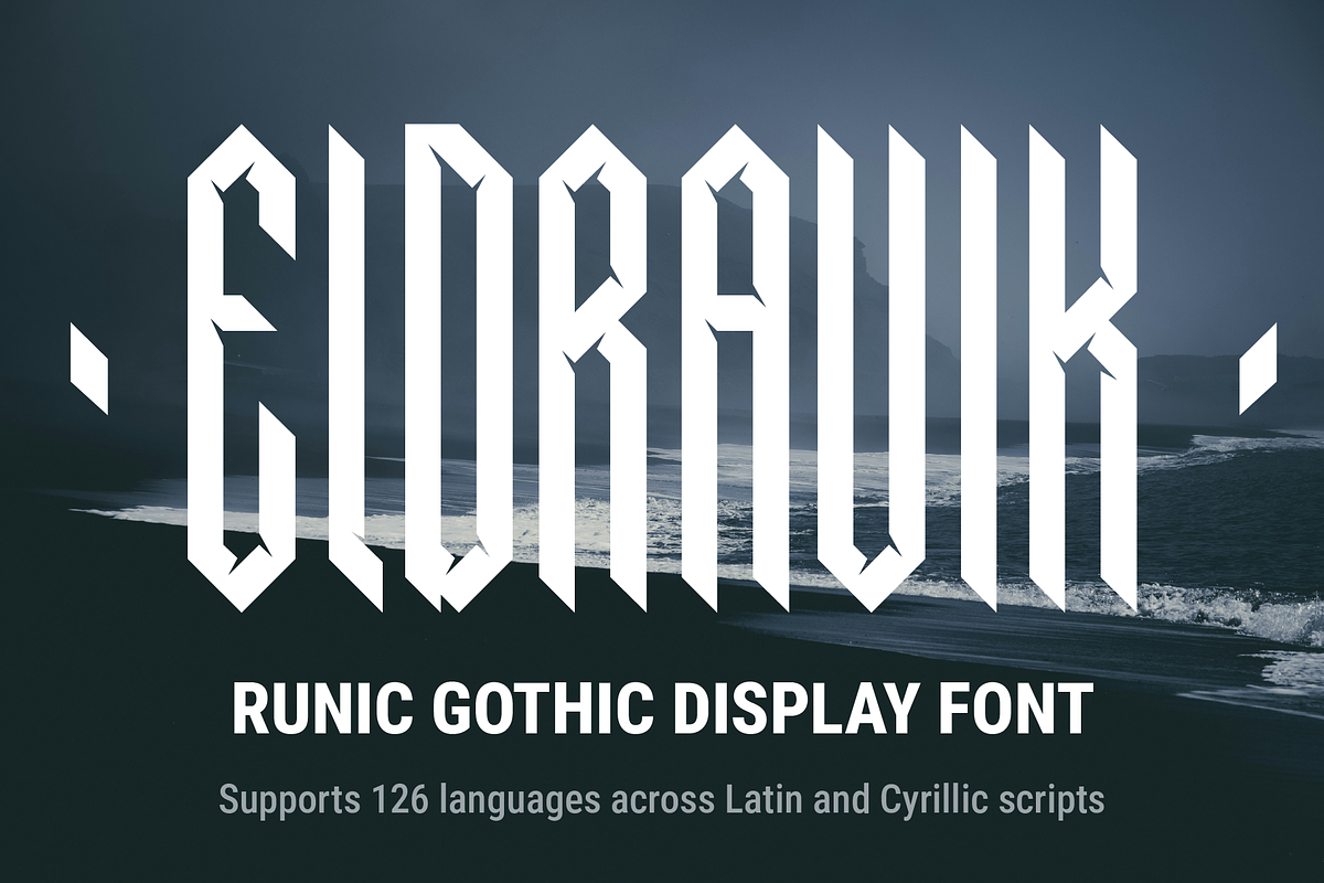 Eldravik — Runic Gothic Font, a Blackletter Font by Wolgard (Photo 1 of 14)