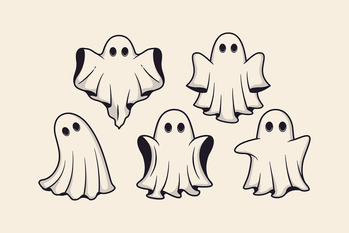Cute Vintage Ghosts - 22 Icons, an Object Graphic by DenysHolovatiuk (Photo 5 of 5)