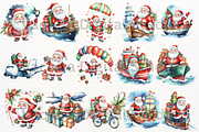 Watercolor Santa Clipart Bundle, a Seasonal Illustration by Vachira Digital Studio (Thumbnail 2 of 8)