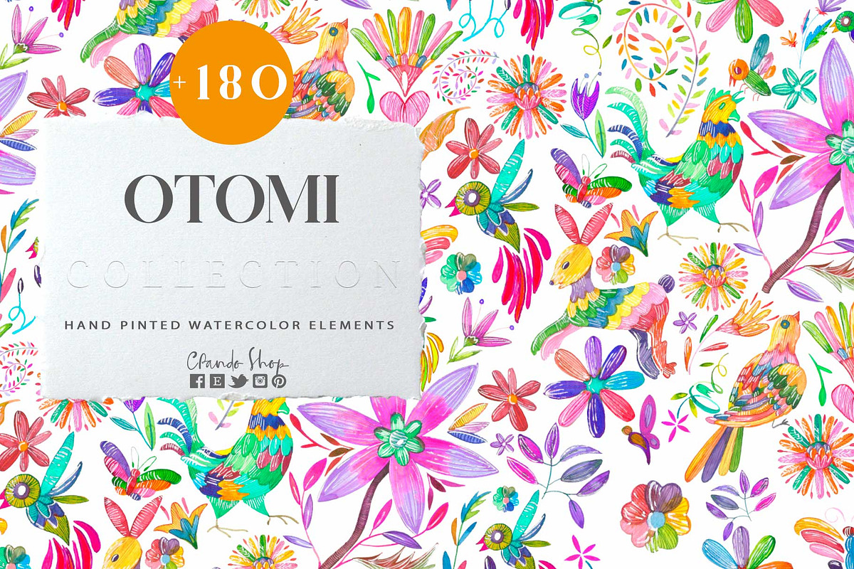 OTOMI mexican flowers animals BUNDLE, an Animal Illustration by CpandoShop (Photo 1 of 9)