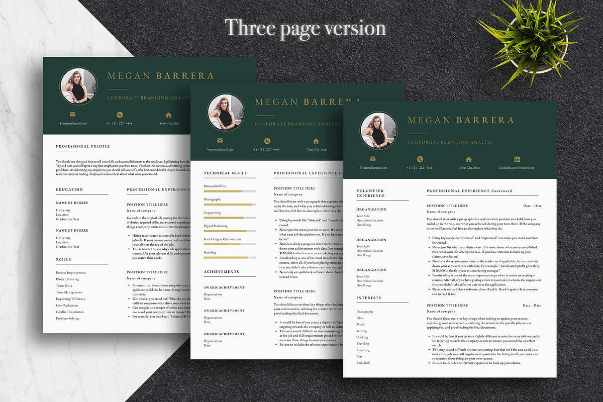 Elegant Resume Template Pack | Canva, a Resume Template by Lux Resume (Photo 3 of 9)