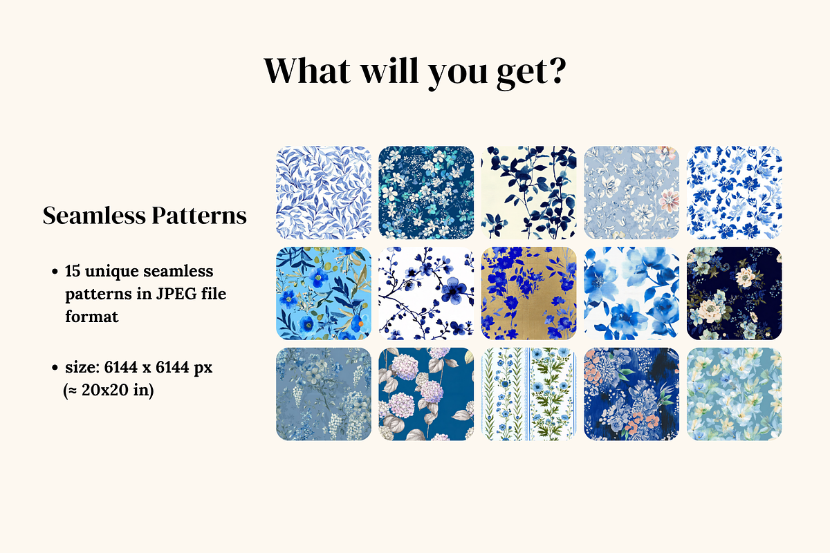 Chinoiserie Blue Floral Patterns, a Pattern Graphic by Ninterints (Photo 5 of 18)
