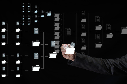 Scheme of automation of electronic document management and male, a Business Photo by ndanko
