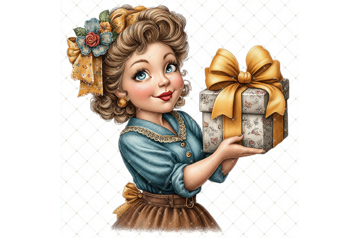 Woman With a Gift Clipart JPG, a Person Illustration by Memories By Lea (Photo 8 of 20)