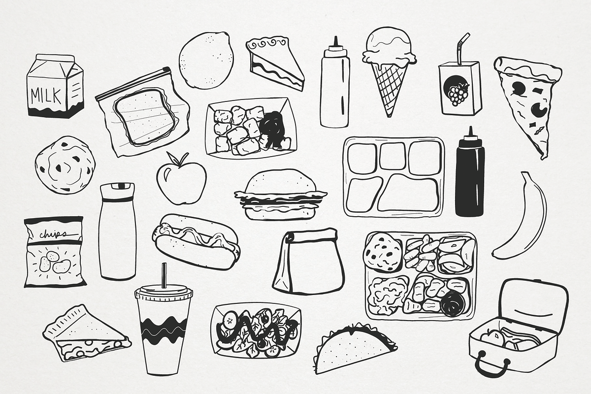 Lunch Line | Font + Illustration Set preview 8