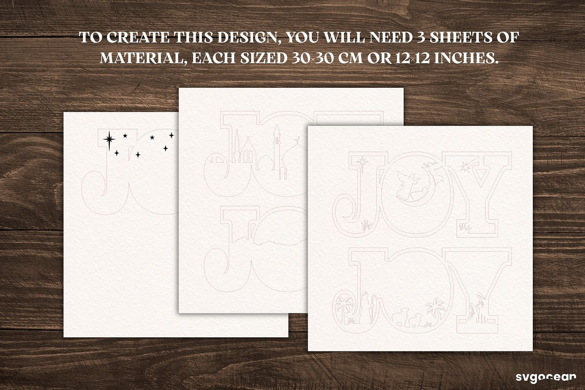 3D Nativity Word Stands SVG Bundle, a Decorative Illustration by svgocean (Photo 3 of 7)