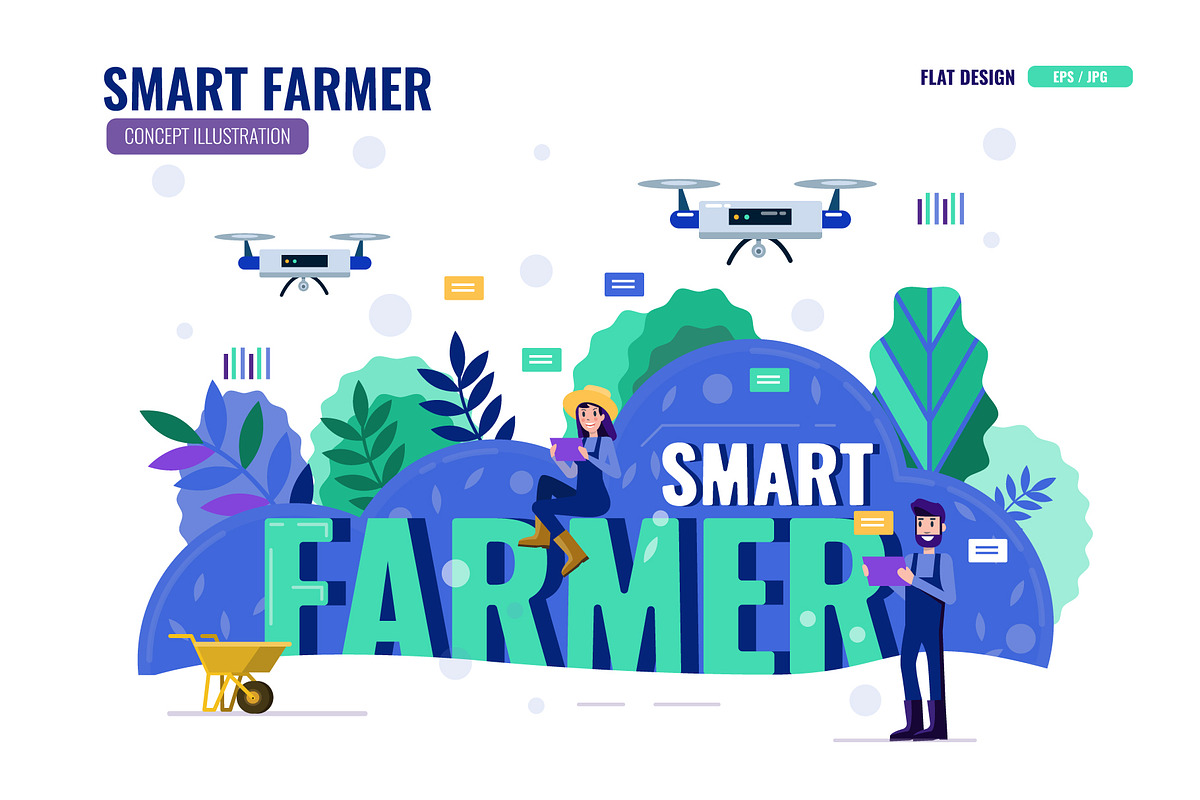 Smart Farmer Illustration, a Person Illustration by Foxyard studio (Photo 2 of 6)