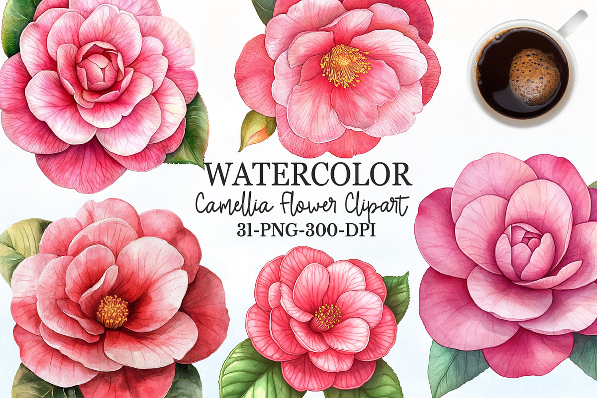 Camellia Flower Bloom Clipart, an Illustration by Rose Art (Photo 1 of 6)