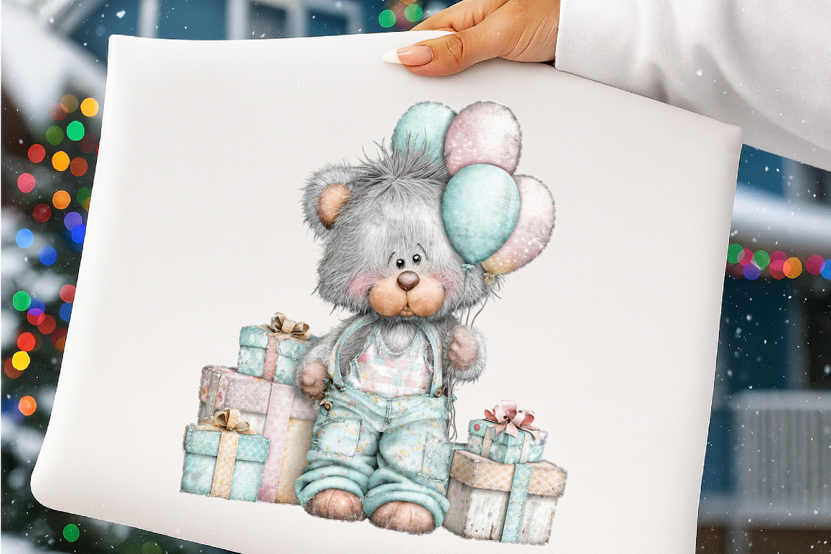 Whimsical birthday teddy bear clipar, an Illustration by SinaCreation (Photo 6 of 11)