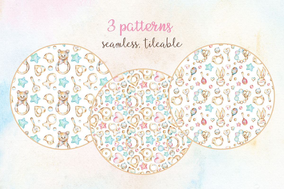 Baby girl teethers and rattles set, an Illustration by Tatiana Troian (Photo 5 of 6)