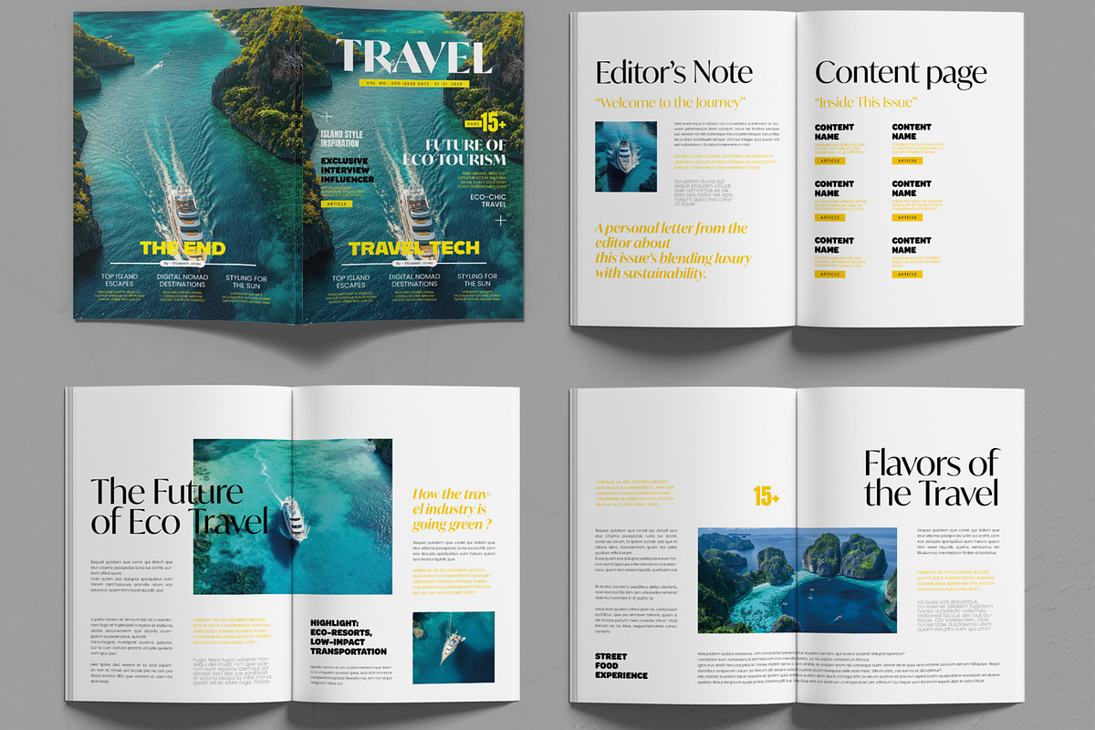 Travel Magazine Layout Template preview 2