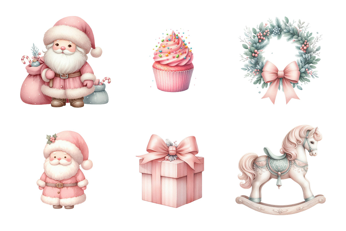 Retro Pastel Christmas Clipart, an Illustration by Design Market (Photo 4 of 5)
