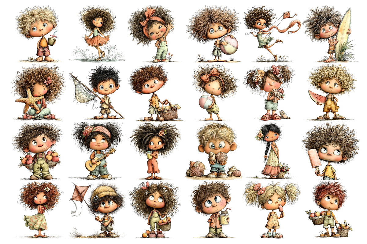 Beach Kids Watercolor Clipart PNG, a Seasonal Illustration by Nicolle's Colorful Art (Photo 3 of 3)