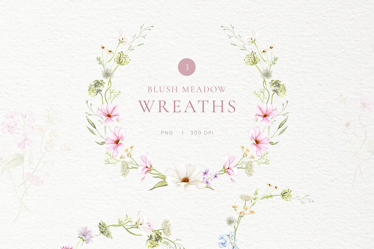 Blush Meadow Watercolor Wildflowers, a Decorative Illustration by Liliia Polos Illustration (Photo 5 of 12)