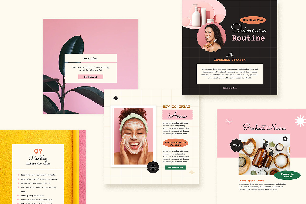 Beauty Instagram Templates, a Social Media Template by Vynetta (Photo 3 of 7)