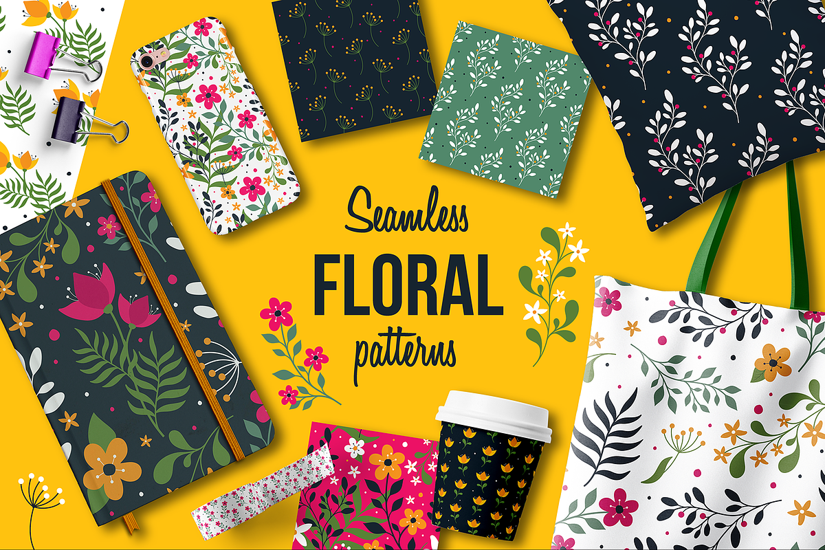 Seamless Floral patterns, a Pattern Graphic by The Odd Seed (Photo 1 of 9)