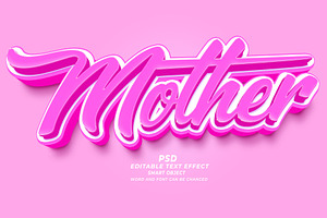 Mother PSD 3d Editable Text Effect