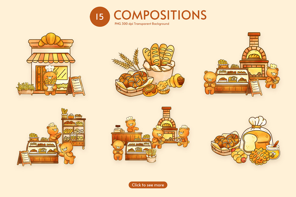 Bear Hug Bakery – Digital Hand-Drawn, an Animal Illustration by CreativeValuation (Photo 3 of 10)