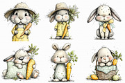 Easter Bunny with Carrot Clipart, an Illustration by Libby Wishes (Thumbnail 5 of 7)