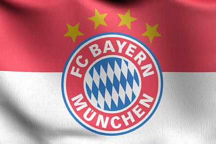 FC Bayern Munich Flag blowing in the wind. Emblem of Football Cl, a Photo by Tampatra
