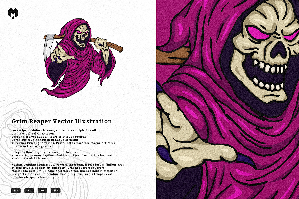Grim Reaper Vector Illustration, an Illustration by MEANDSTUDIO (Photo 1 of 3)