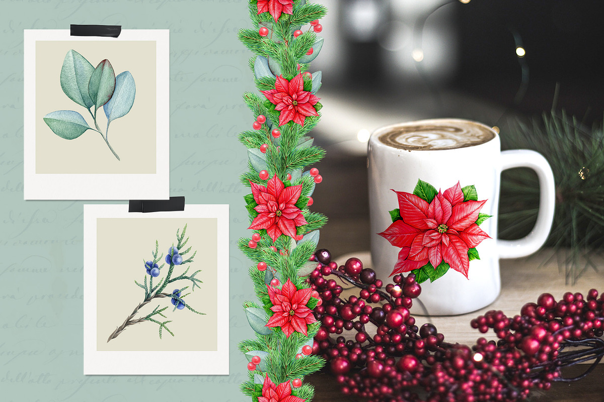 Christmas Watercolor Clipart Set, a Seasonal Illustration by AnitaPol (Photo 13 of 15)