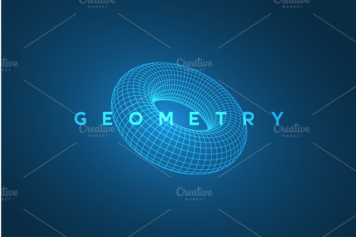 Abstract of blue wireframe torus, an Object Illustration by Liudmyla Matviiets