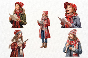 Christmas Carolers Watercolor Set